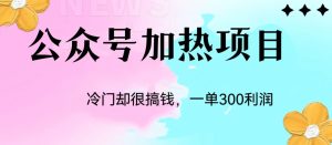 冷门公众号加热项目,每天1-2小时,一单100-300+网赚项目-副业赚钱-互联网创业-资源整合快赚网